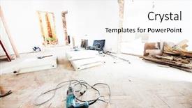  Presentation with home renovation - PPT theme enhanced with bicycle at asphalt road background and a light gray colored foreground