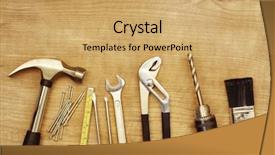  Presentation with wood tools - Cool new presentation design with home repair - assorted work tools on wood backdrop and a yellow colored foreground