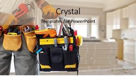  Presentation with construction tools - Cool new theme with home repair - builder handyman with construction tools backdrop and a coral colored foreground