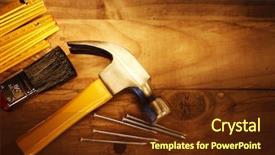  Presentation with nails - Presentation theme enhanced with home repair - hammer nails ruler and brush background and a tawny brown colored foreground