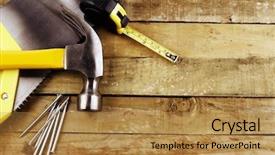  Presentation with nails - Presentation featuring home repair - hammer nails tape measure background and a gold colored foreground