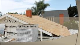  Presentation with construction site construction - Audience pleasing presentation theme consisting of home roof construction site removal backdrop and a coral colored foreground