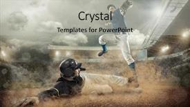  Presentation with stadium - Beautiful theme featuring home run - baseball players in action backdrop and a light gray colored foreground