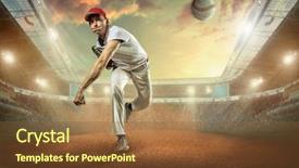  Presentation with stadium - PPT theme consisting of home run - baseball players in action background and a tawny brown colored foreground