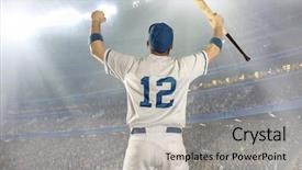  Presentation with stadium - Audience pleasing slides consisting of home run - baseball players in action backdrop and a light gray colored foreground