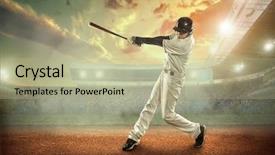  Presentation with stadium - Presentation theme featuring home run - baseball players in action background and a  colored foreground