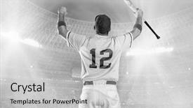  Presentation with home run - Cool new presentation theme with home run - baseball players in action backdrop and a light gray colored foreground