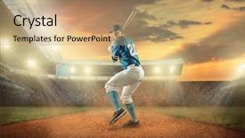  Presentation with home run - Cool new PPT theme with home run - baseball players in action backdrop and a coral colored foreground