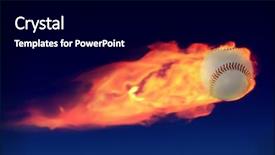  Presentation with home run - Theme having home run - soaring baseball engulfed in flames background and a black colored foreground
