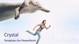  Presentation with health woman running female runner - Cool new slide set with home run - young woman in casual running backdrop and a sky blue colored foreground