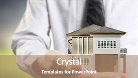  Presentation with human - Theme featuring home sale - business man house in human background and a  colored foreground