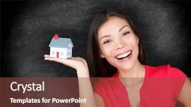  Presentation with happy hour is the best - Beautiful PPT theme featuring home sale - new house owner woman happy backdrop and a tawny brown colored foreground
