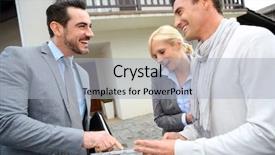 Presentation with real estate purchase - Colorful PPT theme enhanced with home sale - real-estate-agent showing house plan backdrop and a light gray colored foreground