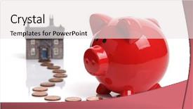  Presentation with piggy bank - Beautiful slides featuring home savings - red piggy bank backdrop and a sky blue colored foreground