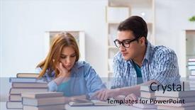  Presentation with university - Theme with home school - pair of students studying background and a teal colored foreground