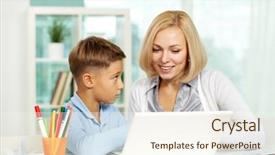  Presentation with pharmacy tutor - Presentation theme having home school - portrait of pretty tutor background and a cream colored foreground