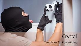  Presentation with crime scene - Colorful presentation theme enhanced with home security - burglar wearing balaclava mask backdrop and a coral colored foreground