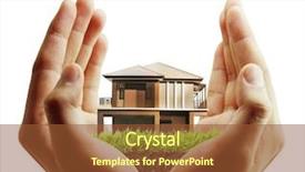  Presentation with human - Colorful presentation enhanced with home security - business man house in human backdrop and a tawny brown colored foreground