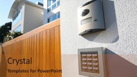  Presentation with security gate - Cool new slide deck with home security - call box and digitally coded backdrop and a gold colored foreground