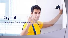  Presentation with surveillance - Colorful slide set enhanced with home security - contractor installing surveillance cctv cameras backdrop and a sky blue colored foreground