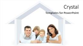  Presentation with white house - PPT theme enhanced with home security - happy family in a house background and a white colored foreground