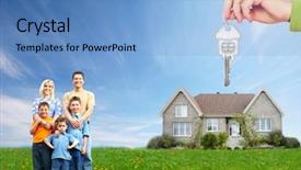  Presentation with nurse visiting family a new born - PPT layouts enhanced with home security - happy family near new house background and a light blue colored foreground