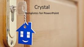  Presentation with lock key - PPT theme enhanced with home security - key in a lock background and a coral colored foreground