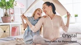  Presentation with housing - Cool new PPT layouts with home security - mother and child girl backdrop and a mint green colored foreground
