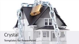  Presentation with real estate lending - Beautiful slide set featuring home security - real estate concept - chain backdrop and a light gray colored foreground