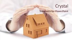  Presentation with orange - Presentation design consisting of home security - small orange house protected background and a lemonade colored foreground