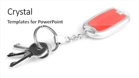  Presentation with white house roof - Presentation theme having home security locks - house keys and keychain isolated background and a white colored foreground