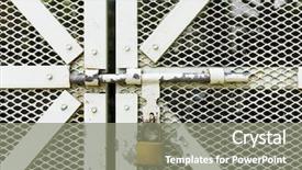  Presentation with simple door lock system - Slide set consisting of home security locks - metal door with lock background and a gray colored foreground