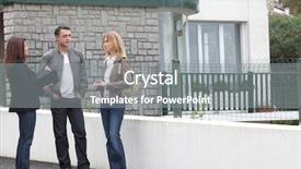  Presentation with real estate - PPT theme consisting of home seller - couple and real-estate agent background and a  colored foreground