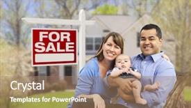  Presentation with estate - Presentation theme having home seller - happy couple in front background and a coral colored foreground