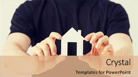  Presentation with holding hands - Presentation theme consisting of home seller - picture of man hands holding background and a coral colored foreground