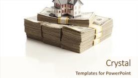  Presentation with white house - Theme with home seller - small house on stacks background and a  colored foreground