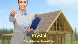  Presentation with banking - Beautiful slide deck featuring home selling - business real estate banking backdrop and a tawny brown colored foreground