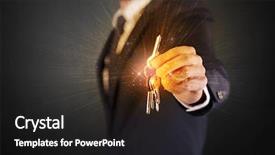  Presentation with shiny - Theme consisting of home selling - formal man hand over shiny background and a dark gray colored foreground