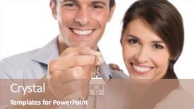  Presentation with young happy couple - Amazing slide set having home selling - happy smiling young couple showing backdrop and a coral colored foreground