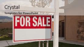  Presentation with real estate for sale - Amazing presentation design having home selling - sale real estate sign backdrop and a soft green colored foreground