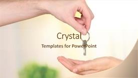  Presentation with house key - Theme with home selling - transfer of house key background and a cream colored foreground