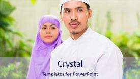  Presentation with woman muslim - Presentation theme having home sitting on prayer background and a sky blue colored foreground