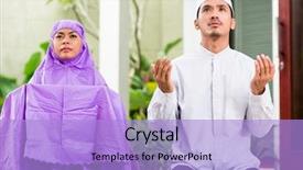  Presentation with love between man and woman - Audience pleasing slide deck consisting of home sitting on prayer backdrop and a light blue colored foreground