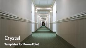  Presentation with hotel construction - Colorful slide set enhanced with home stay traveller - hotel hallway vanishing point perspective backdrop and a dark gray colored foreground