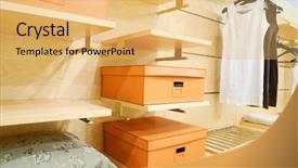  Presentation with closet - PPT theme consisting of home storage - closet wardrobe private room interior background and a yellow colored foreground
