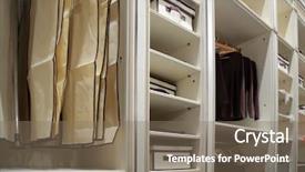  Presentation with clothes - Colorful presentation theme enhanced with home storage - clothes in wardrobe backdrop and a violet colored foreground