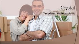  Presentation with moving - Slides with home storage - couple moving house background and a  colored foreground