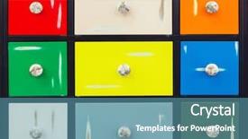  Presentation with colorful - PPT theme with home storage - detail of colorful doors background and a teal colored foreground