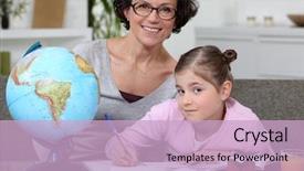  Presentation with mom - PPT layouts consisting of home study - little girl doing homework background and a lemonade colored foreground