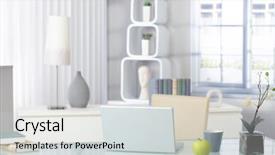  Presentation with living life - Audience pleasing presentation theme consisting of home study - stylish bright living room backdrop and a light gray colored foreground